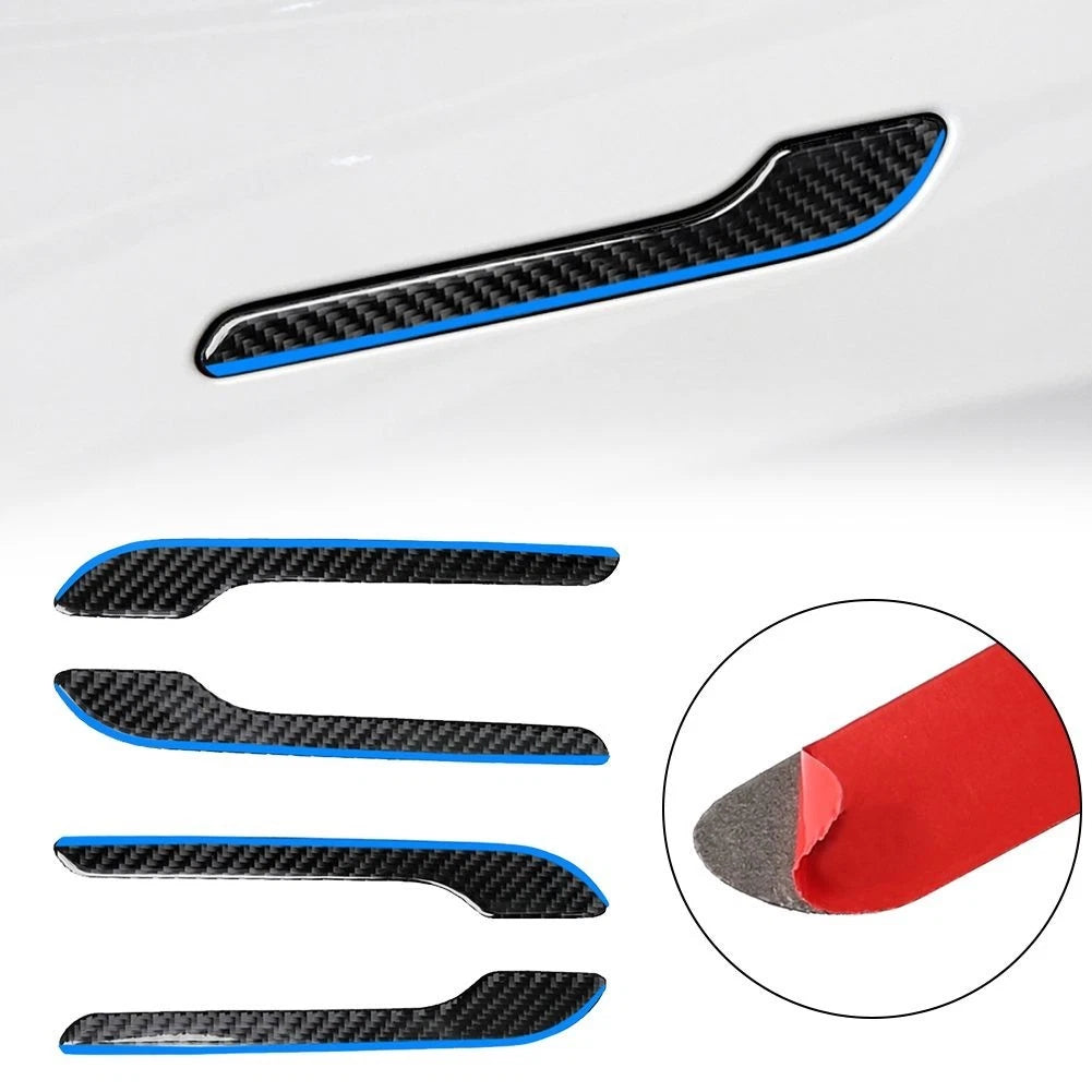 Set of 4 Carbon Fiber Door Handle Trim for Tesla Model 3 Y (2017–2021)