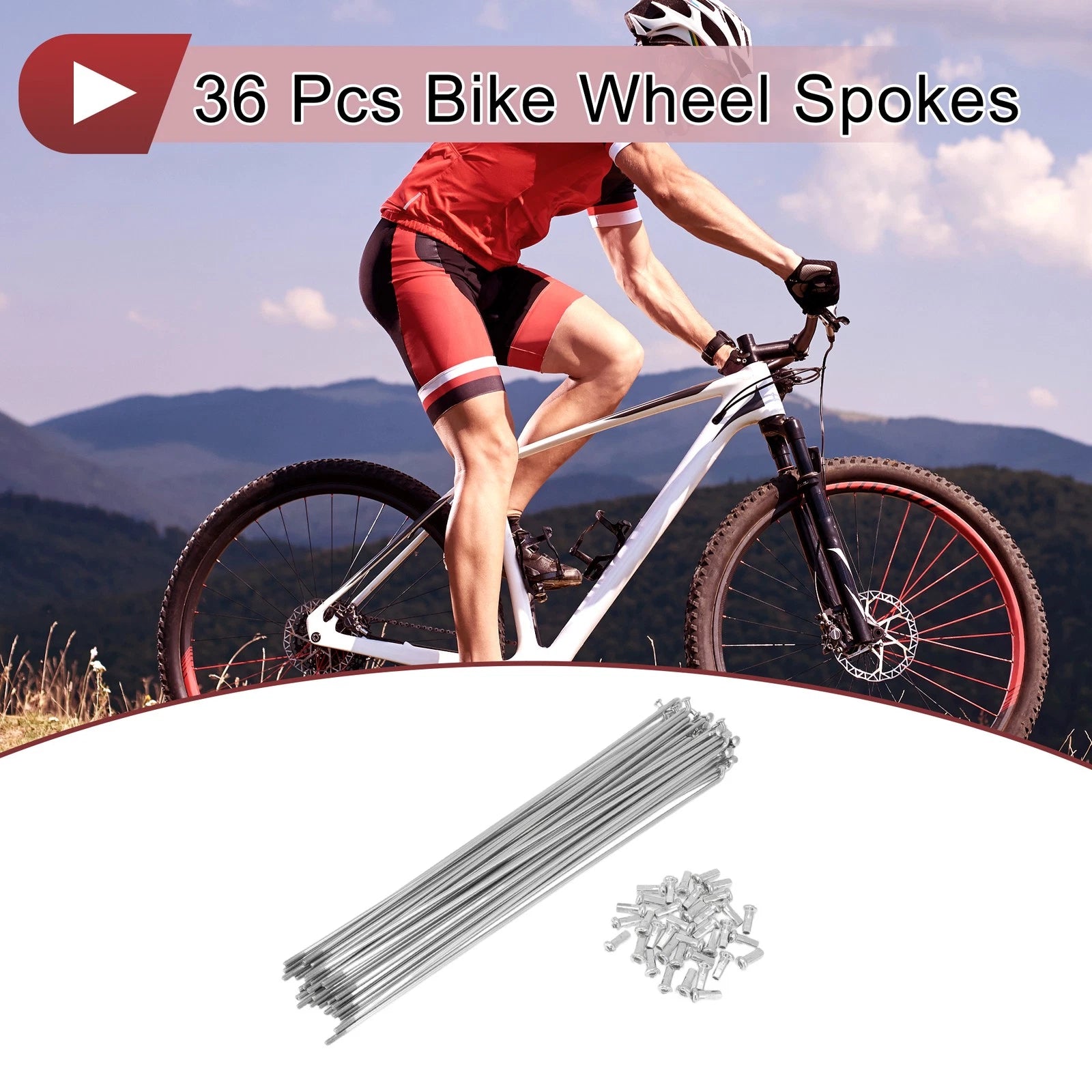 Bicycle Spokes Set 223mm 12G 45 Steel Galvanized for 26 Inch Wheels (—)