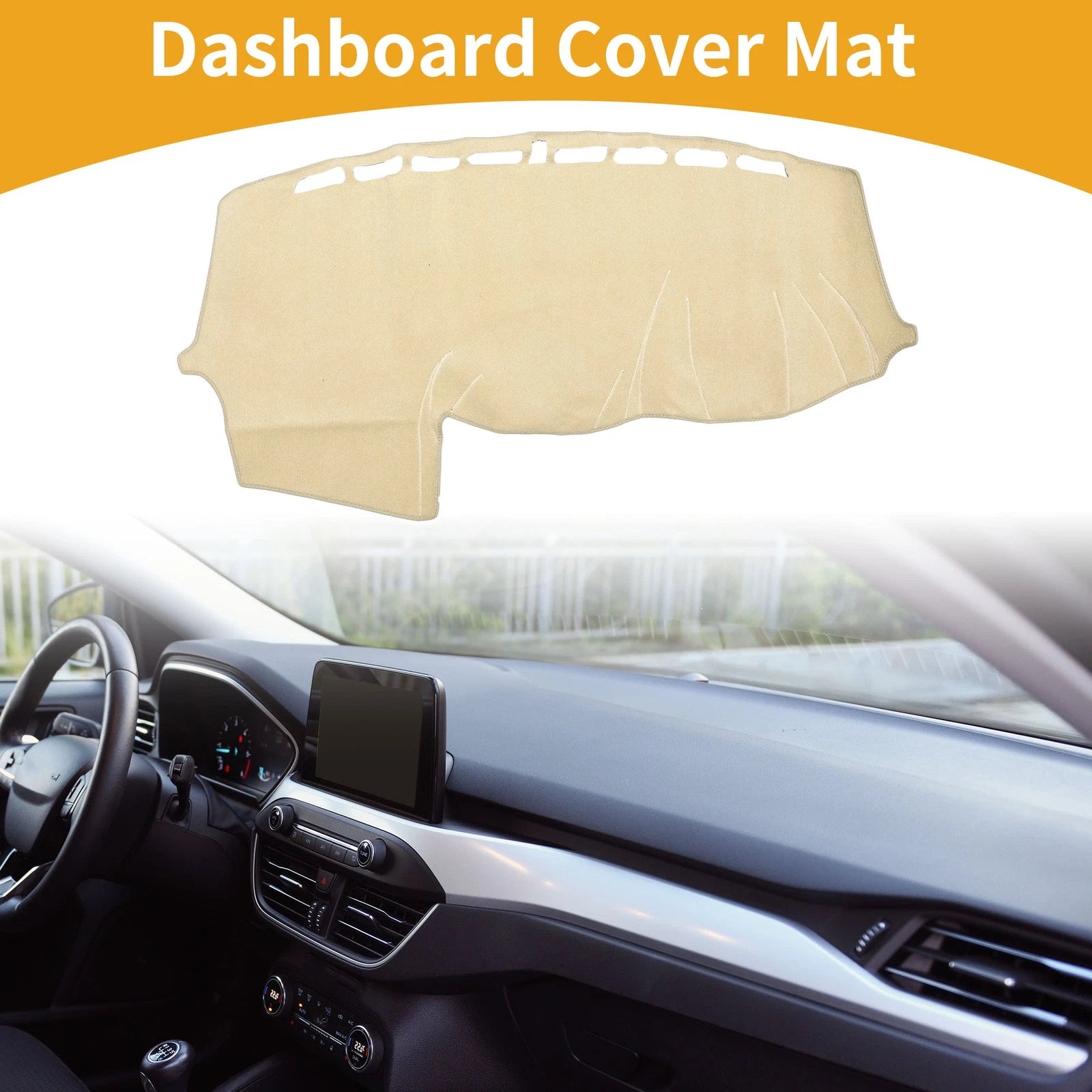 Dashboard Cover Dash Mat Carpet Beige 1 Piece for Ford Focus (2012–2018)