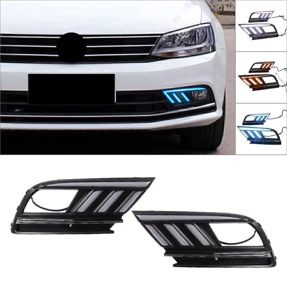 3 Colors LED Daytime Running Lights DRL for VW Jetta MK7 (2016–2018)