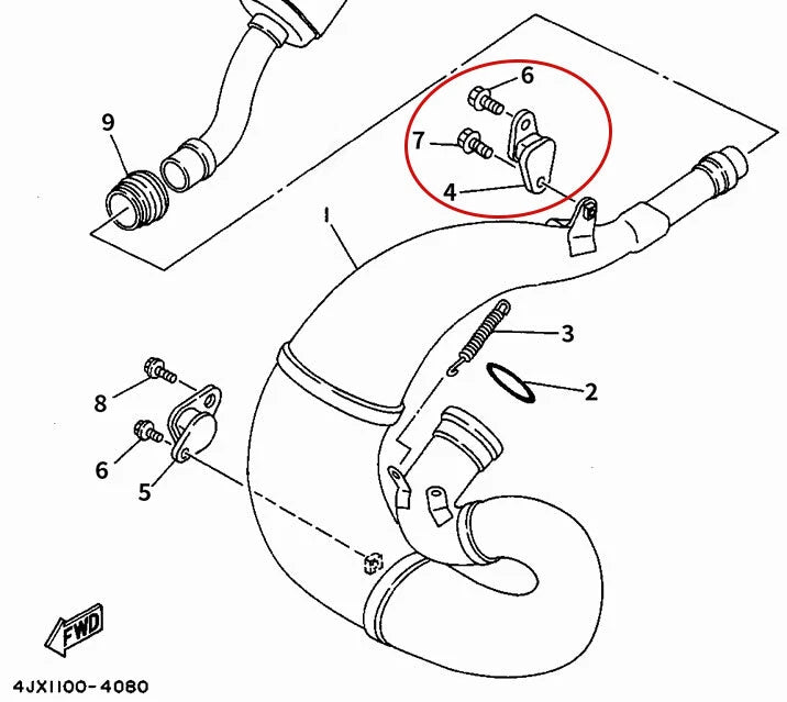 Exhaust Pipe Mount for Yamaha YZ80 YZ85 YZ100 YZ125 YZ250 YZ400 YZ490 (1980–1990)
