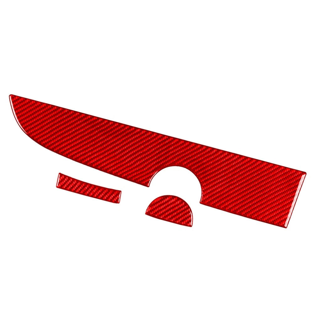 3pcs Dashboard Panel Cover for Fiat 500 (2012–2015) Carbon Fiber RHD Red