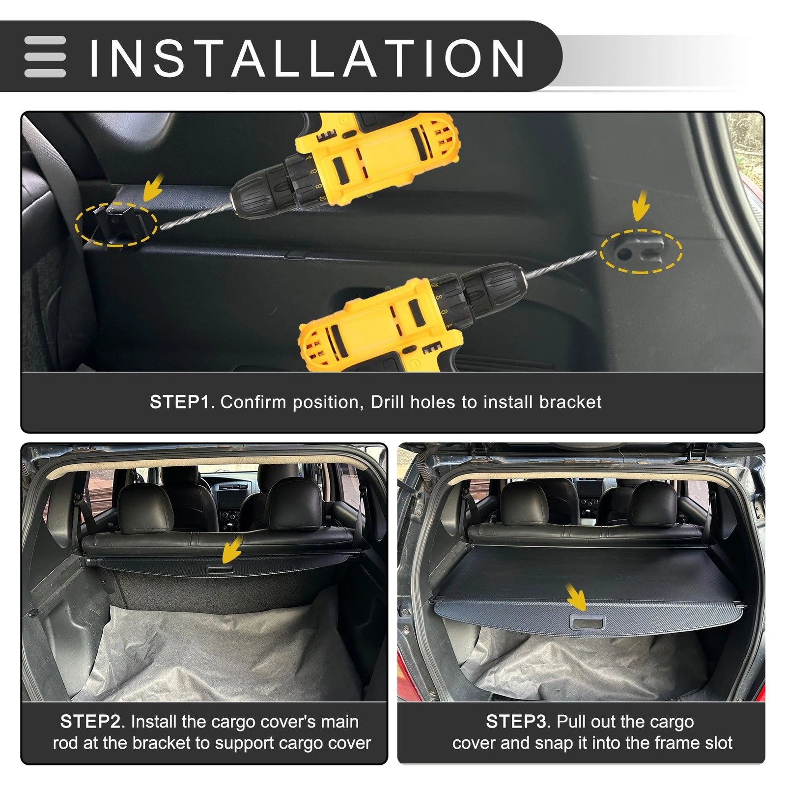 Retractable Cargo Cover for Ford Explorer (2011–2018) Gloss Black