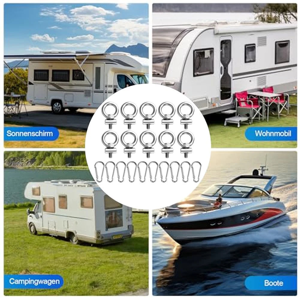 Awning Track Rings for Camping Setup (304 Stainless Steel)