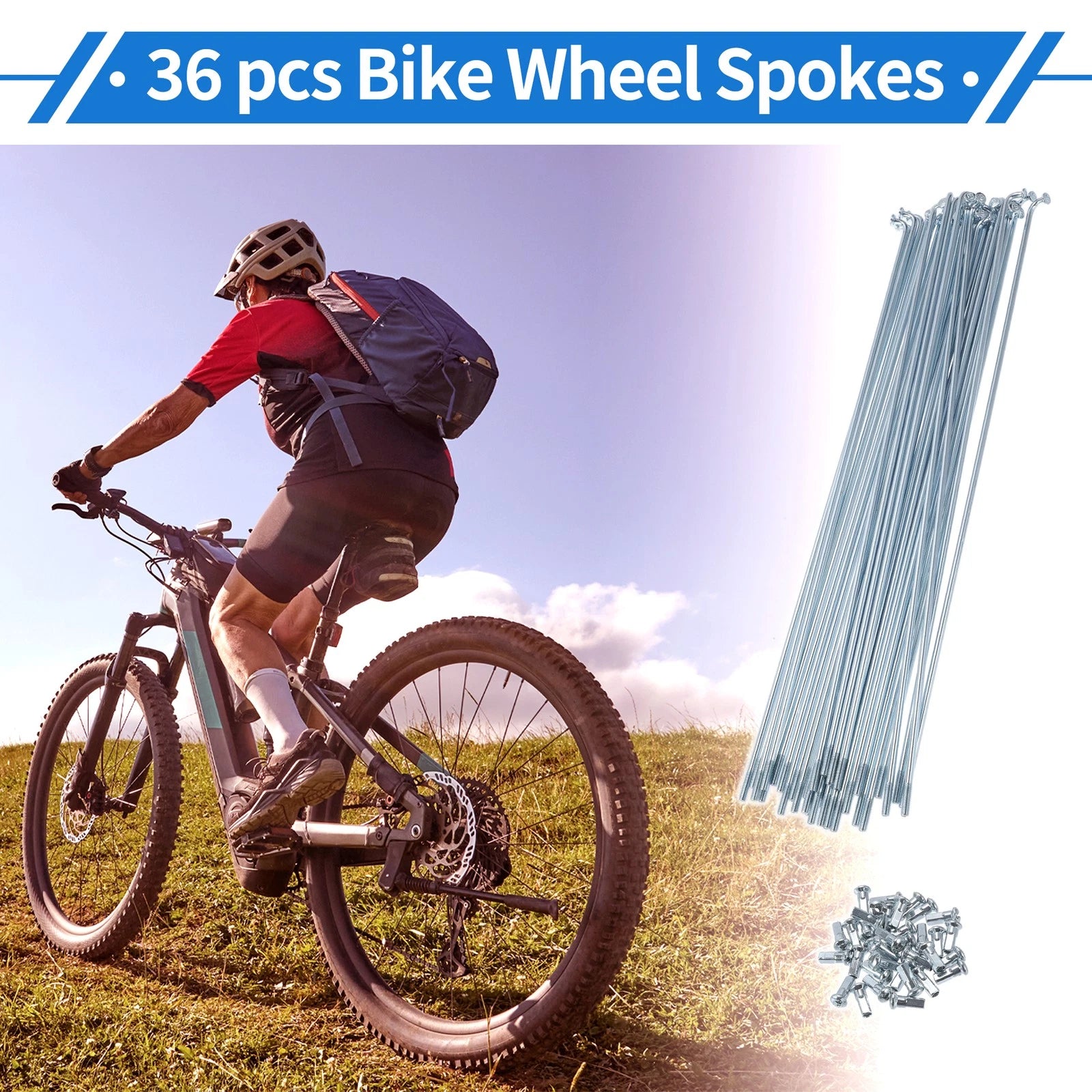 Bicycle Spokes Nipple Kit 240mm Carbon Steel Galvanized Universal (12G)