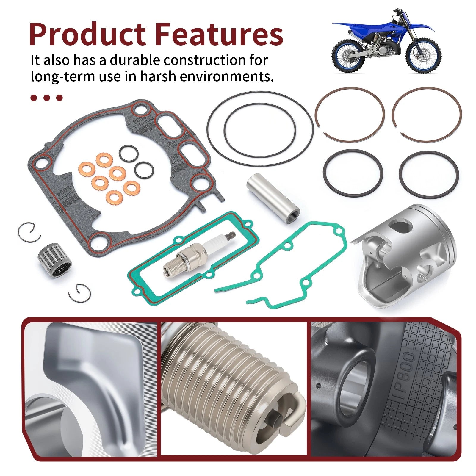 STD 66.4mm Piston w/ Rings Gasket Kit for Yamaha YZ250 (2005–2024) 1P8-11631-00-A0