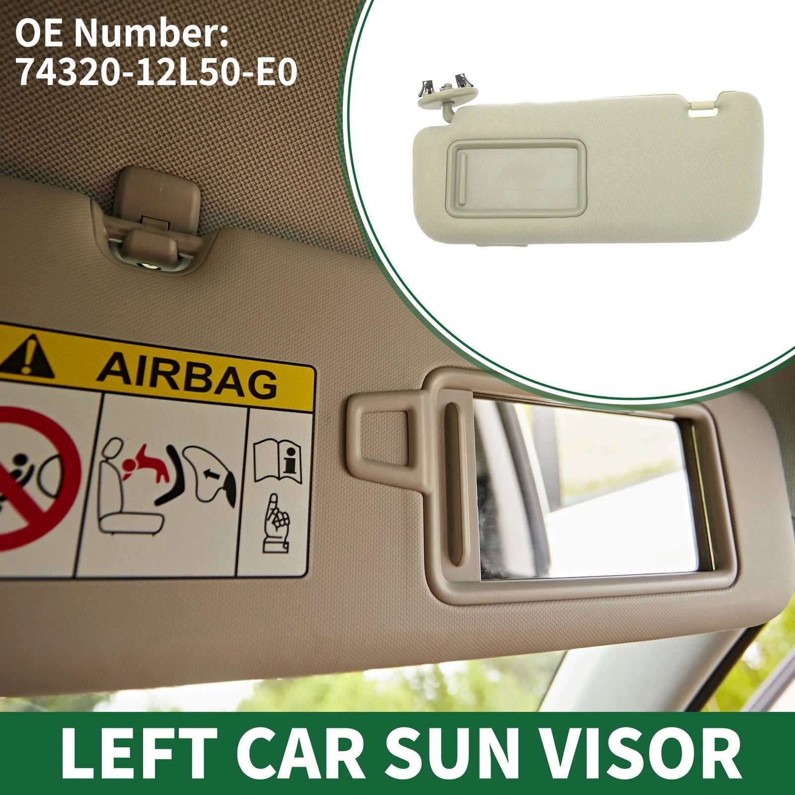 Left Sun Visor with Mirror Replacement for Toyota Corolla (2009–2013)