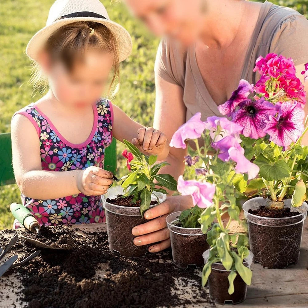 Transparent Pot Set of 8 with Drainage Holes for Plants