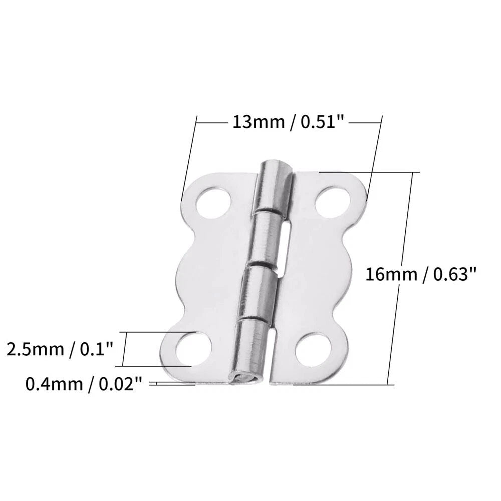 20pcs Mini Butterfly Hinges for Wooden Jewelry Box (16x13mm) Silver