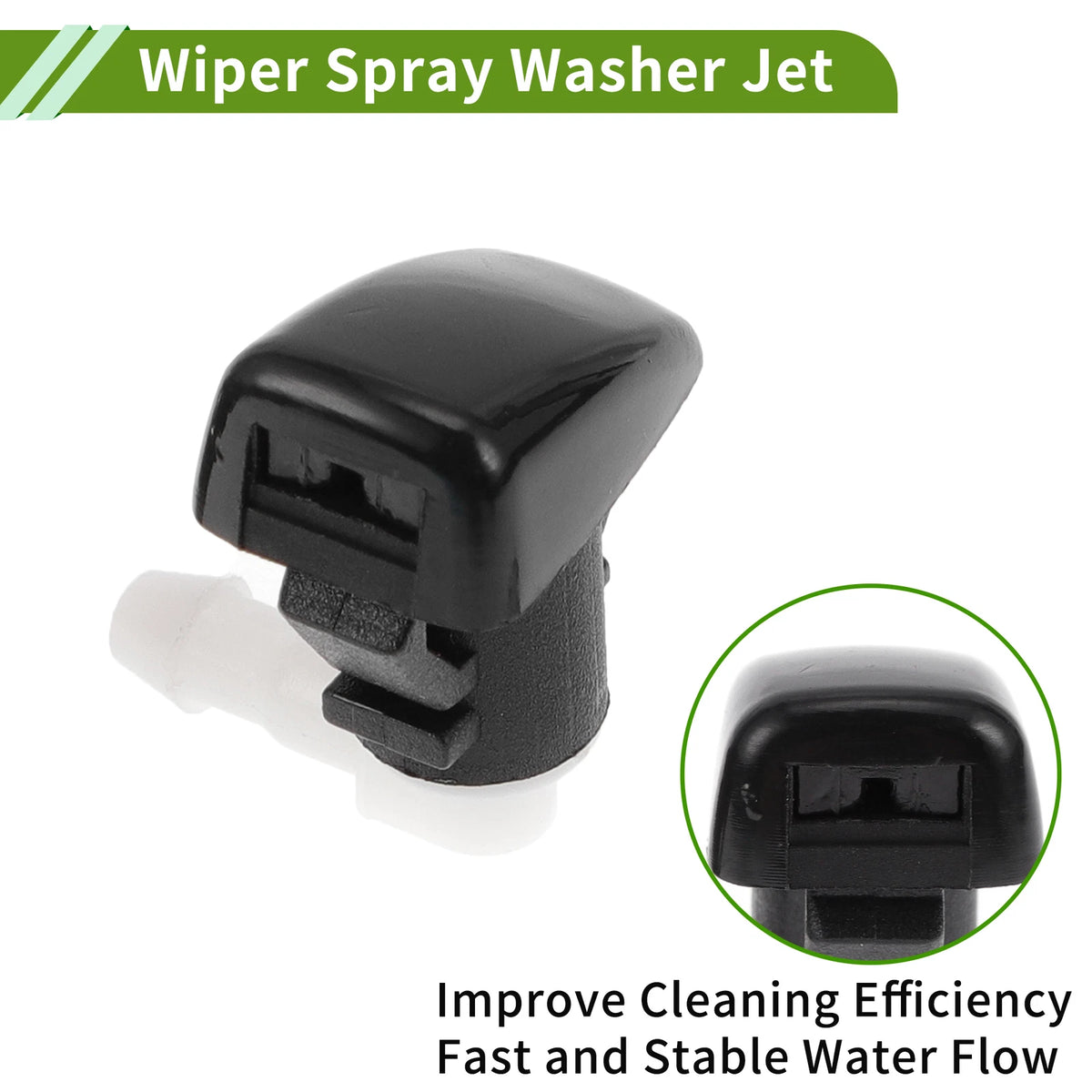 Set of 2 Front Windshield Washer Nozzles for Jeep Cherokee (2014–2017) No. 68102968AA Black