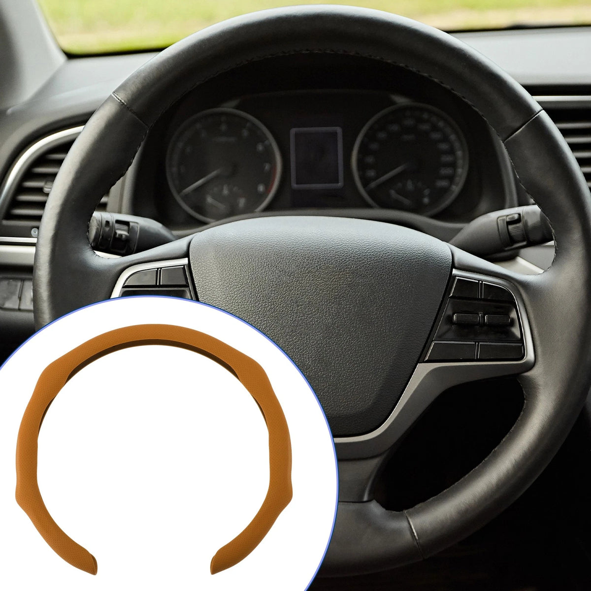 Steering Wheel Cover for Car (14.96", Brown)