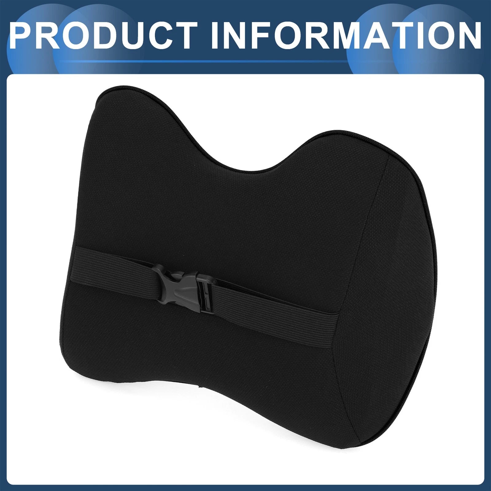 Memory Foam Neck Pillow for Universal Car Seat (1 Pc) - Black