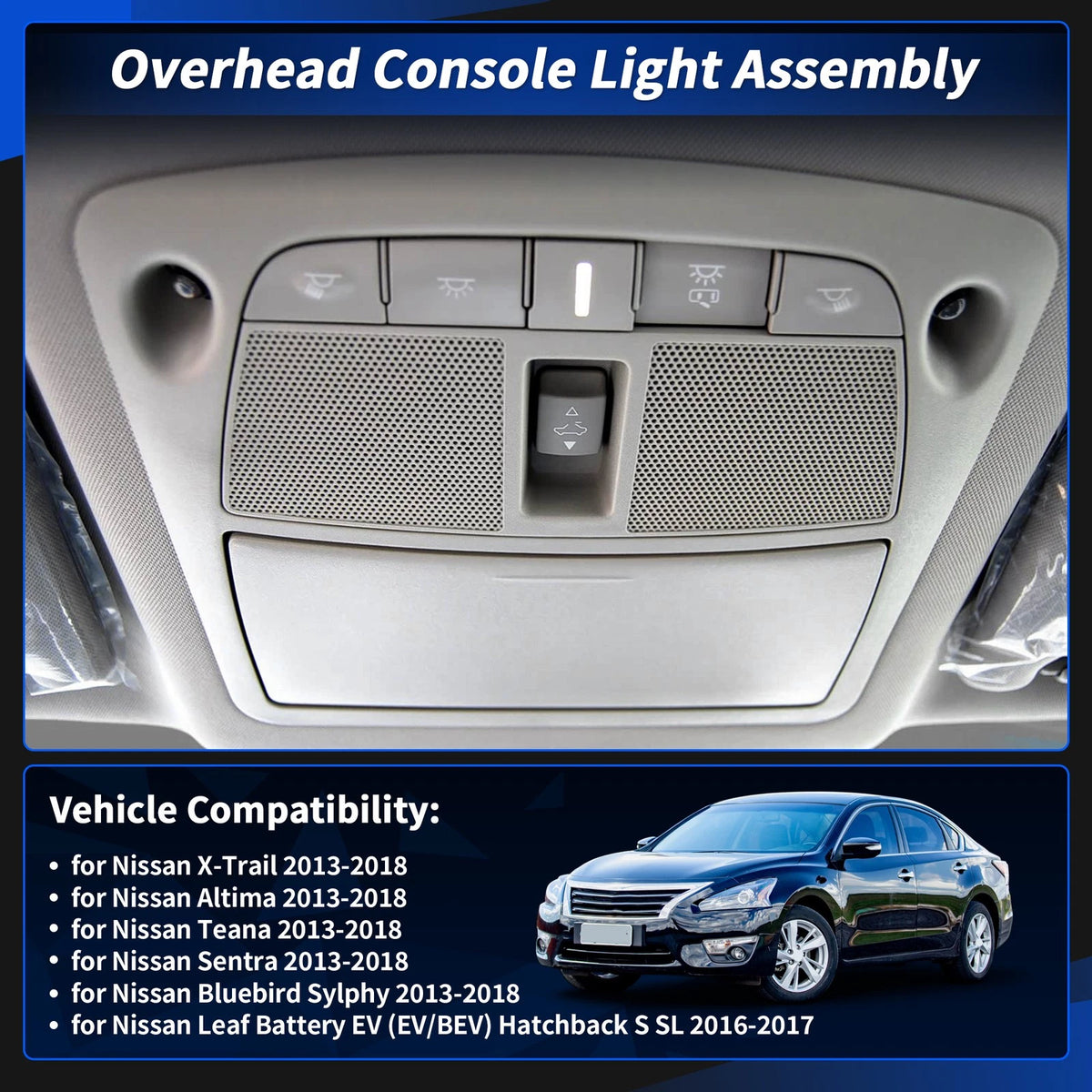 Dome Light Overhead Console Assembly for Nissan Altima Sentra (2013–2018) Beige