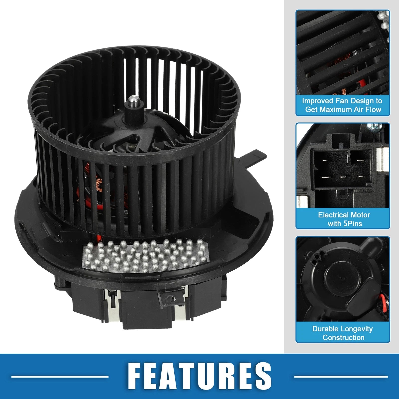 HVAC Heater Blower Motor Fan Assembly Replacement for Audi A3 Q3 (2006–2020)