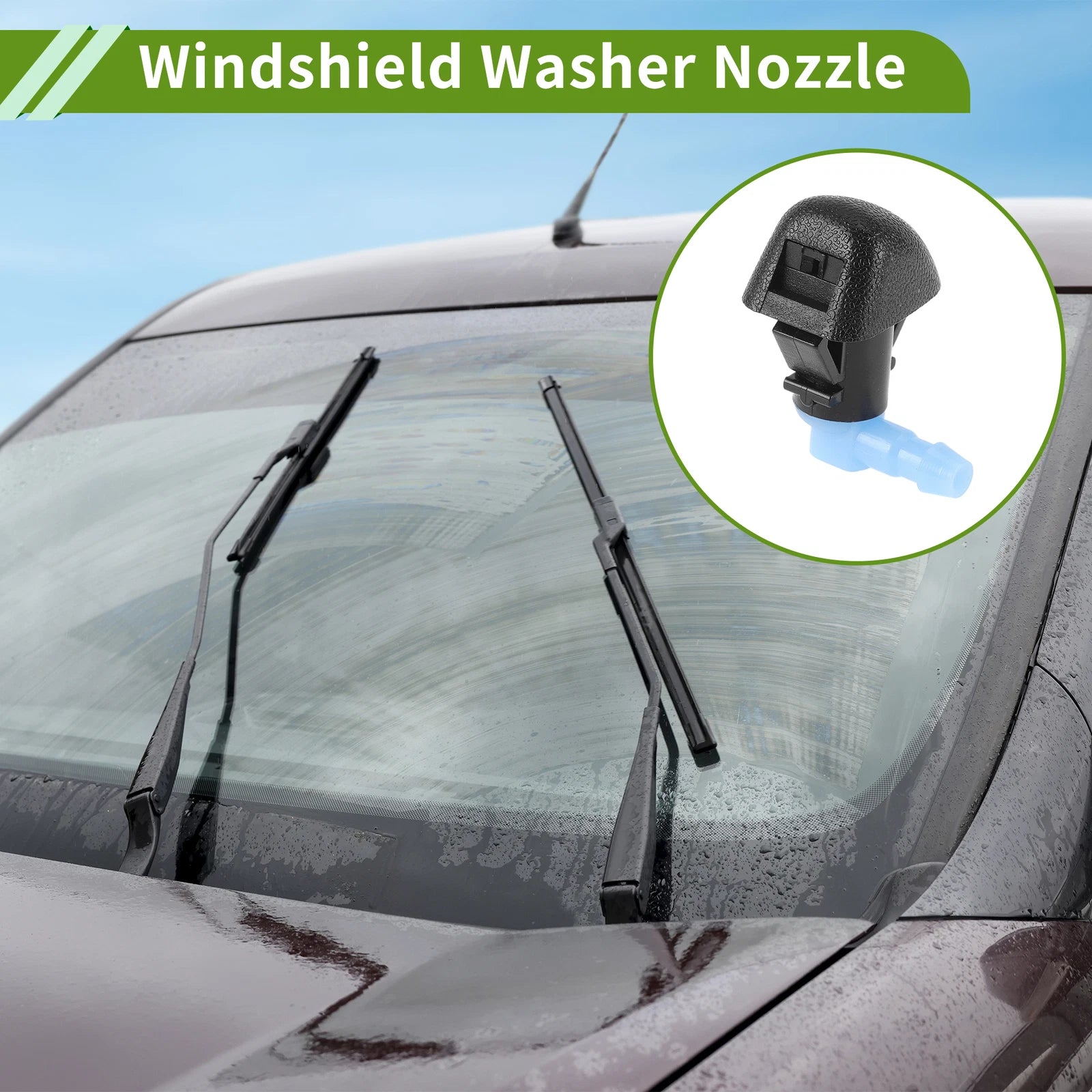 Windshield Washer Nozzle w/ Hose Connector for Pilot (2009–2015) Black, Blue