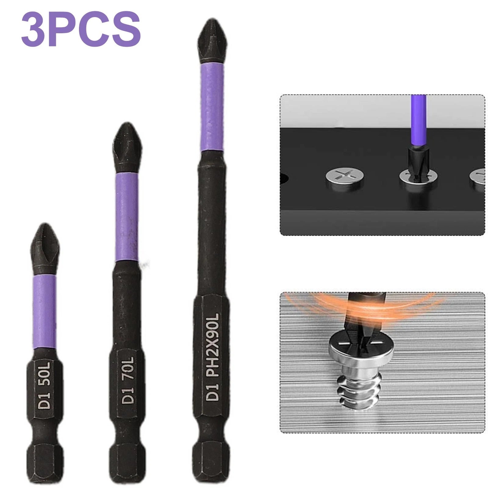 3X Adjustable Non-Slip PH2 Magnetic Screwdriver Bits for