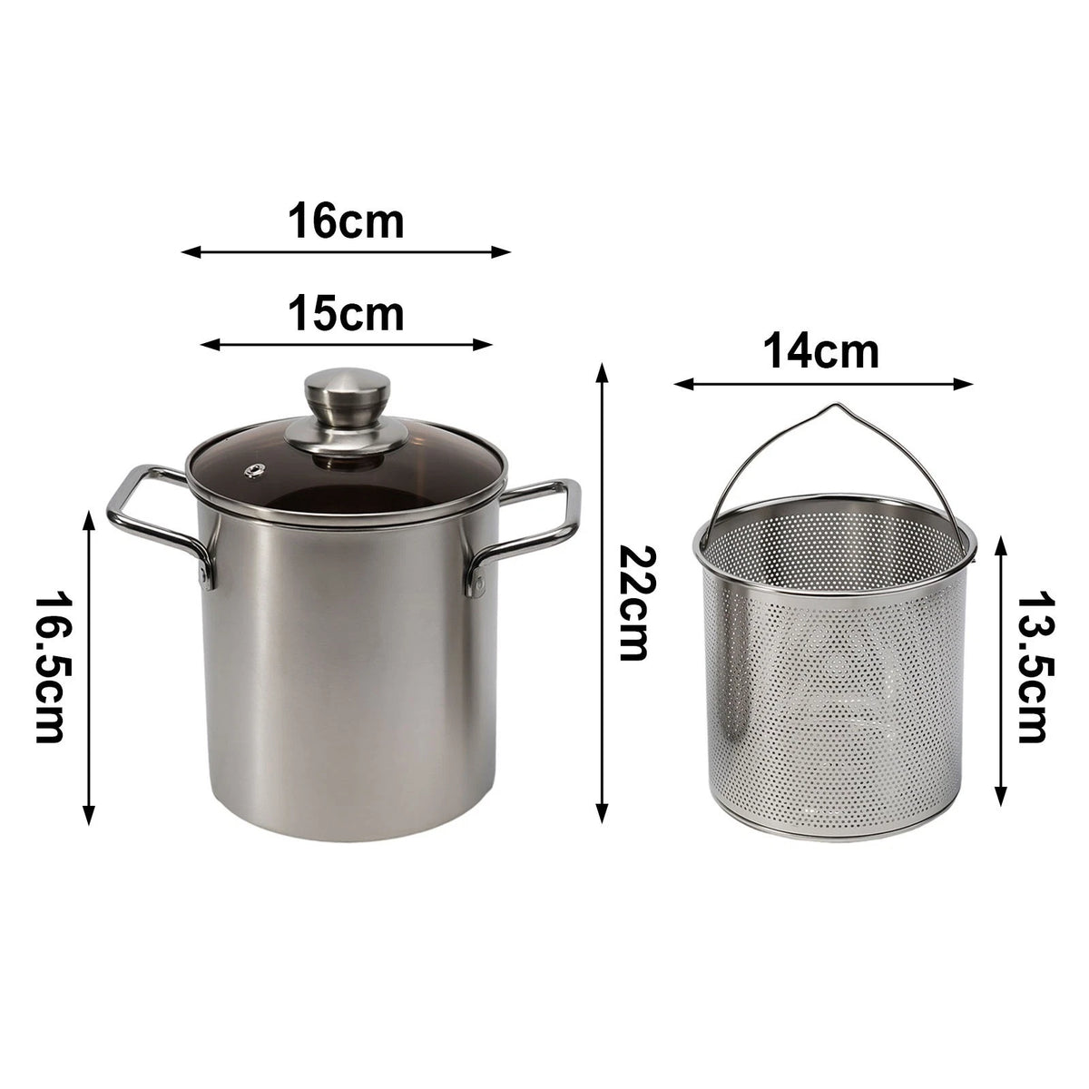 Stainless Steel Deep Frying Pot with Basket for Easy Transfer