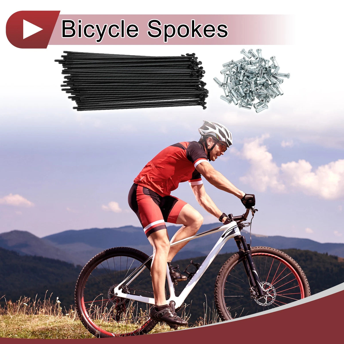 Bike Spokes 72 Pack 165mm Carbon Steel Black for 12G Wheels (Universal)