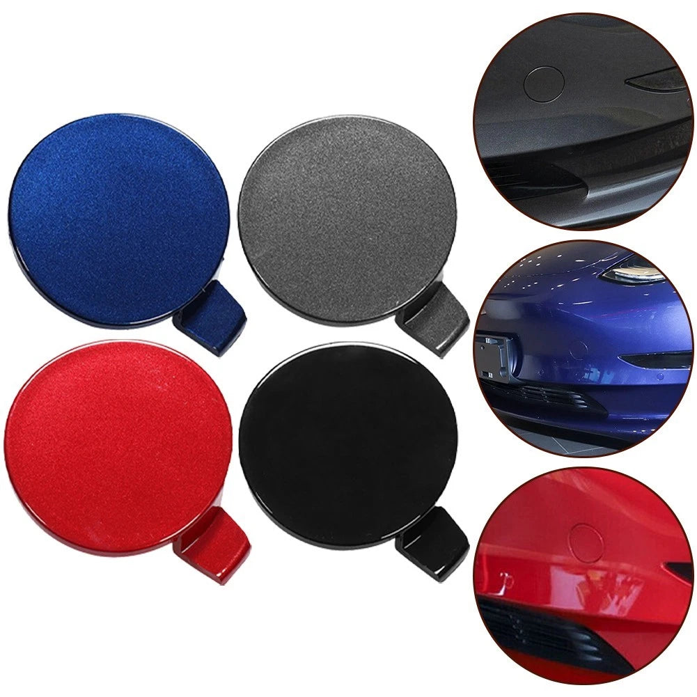 Conveniently Mounted Front Bumper Trailer Hitch Cover for Tesla Model 3