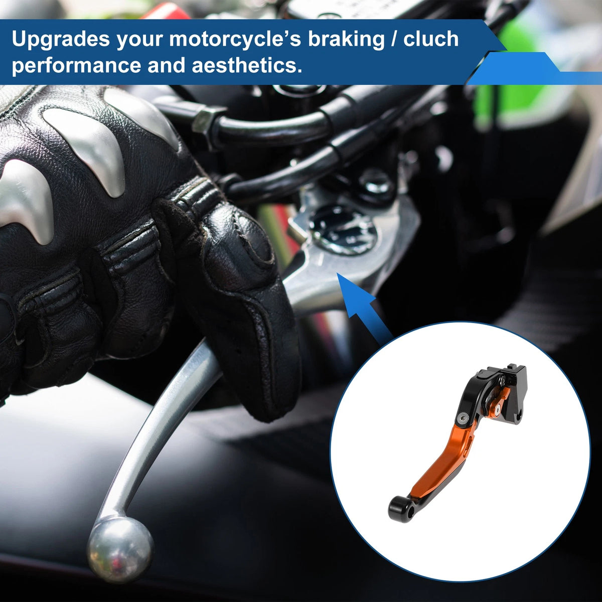 Adjustable Brake Clutch Levers for Kawasaki ER-5 (2005–2006) Black Orange