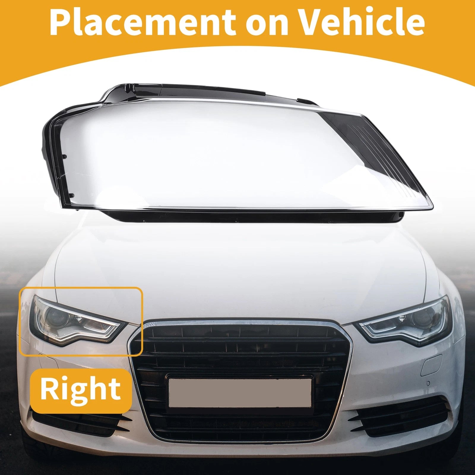 Headlight Lens Cover Front Right Replacement for Audi A3 (2009–2012)