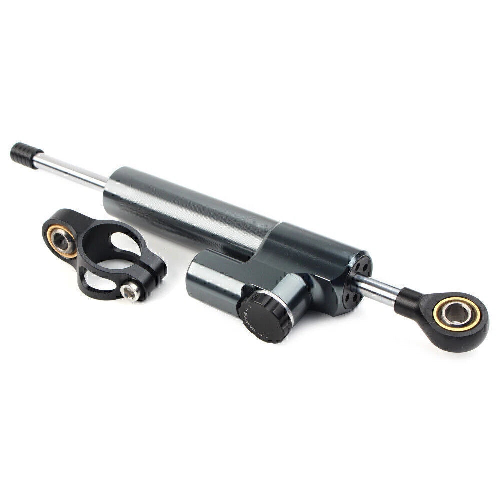 CNC Steering Damper for Motorcycle Stabilizer (Reversed, Grey)