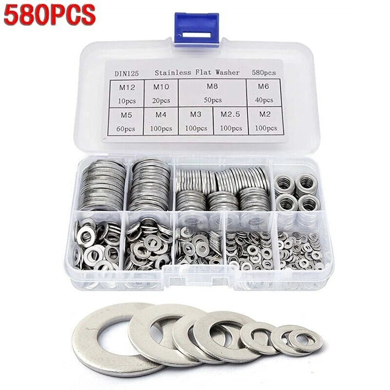 580 Pcs Assorted Copper Washer Gasket Set for