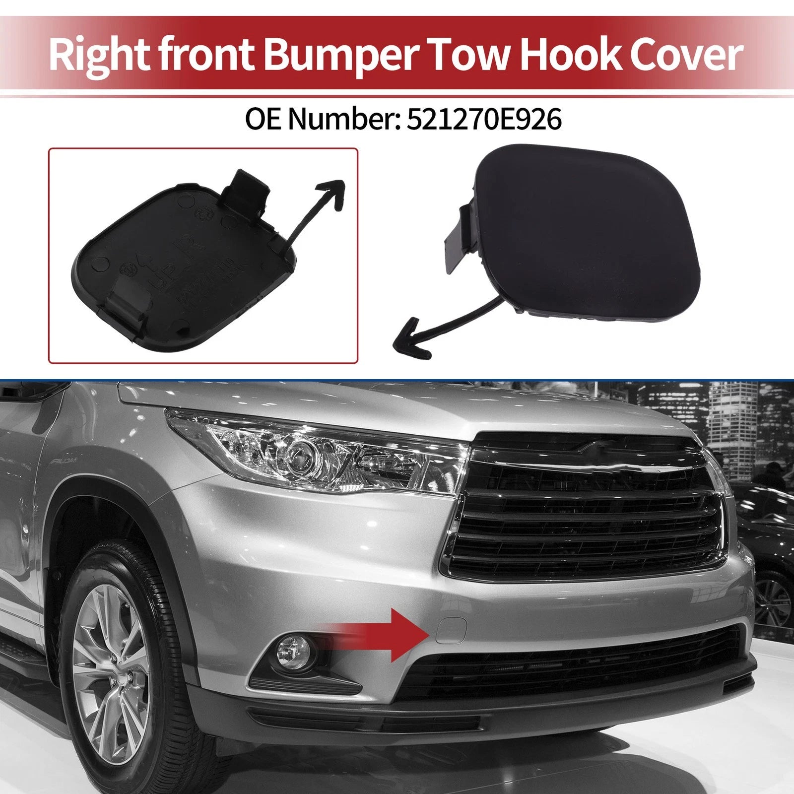 Tow Hook Cover Cap Right Front Replacement for Toyota Highlander (2021–2023)