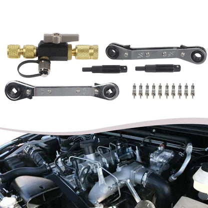 Dual Size Valve Core Tool Kit with 10 Valve Cores for HVAC Repair