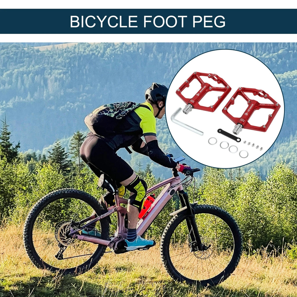 Bicycle Foot Pegs Front Pedals for 9/16 Inch Axle Aluminum Pair Red