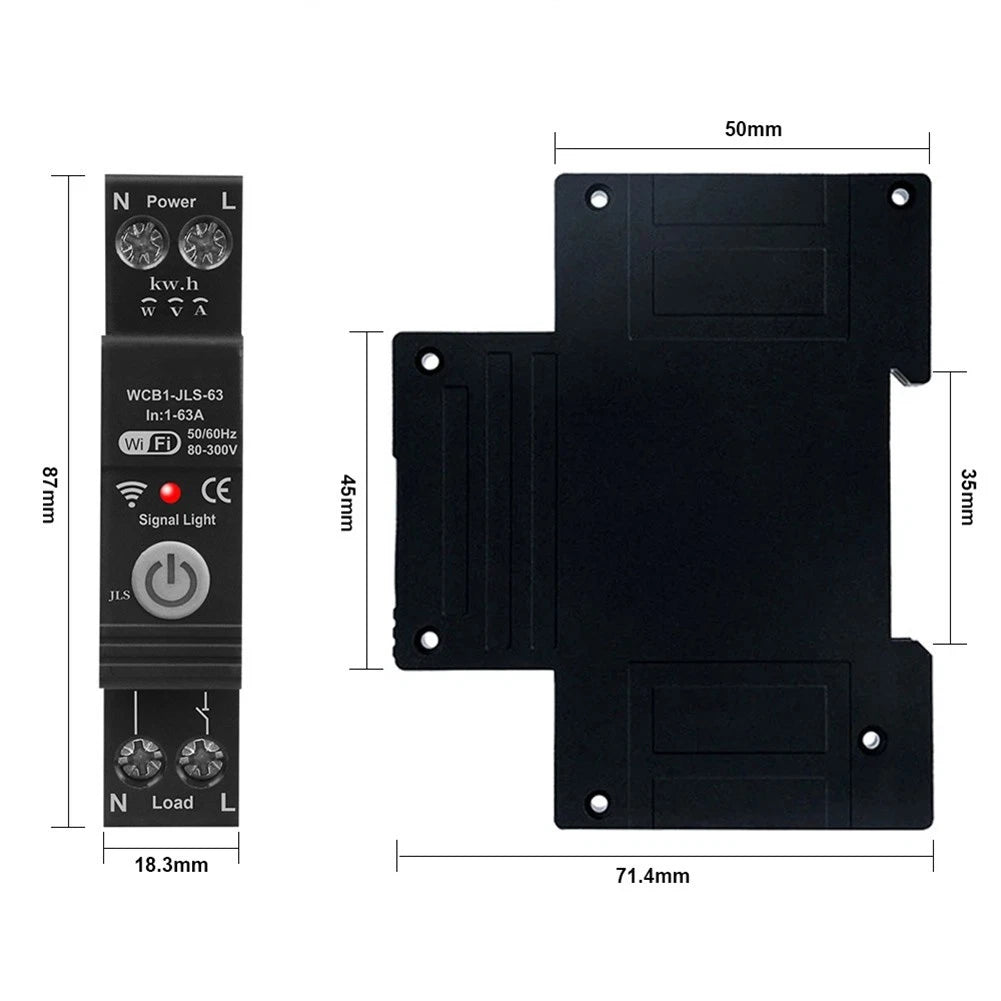WiFi Smart Circuit Breaker for Tuya with Remote Control Options