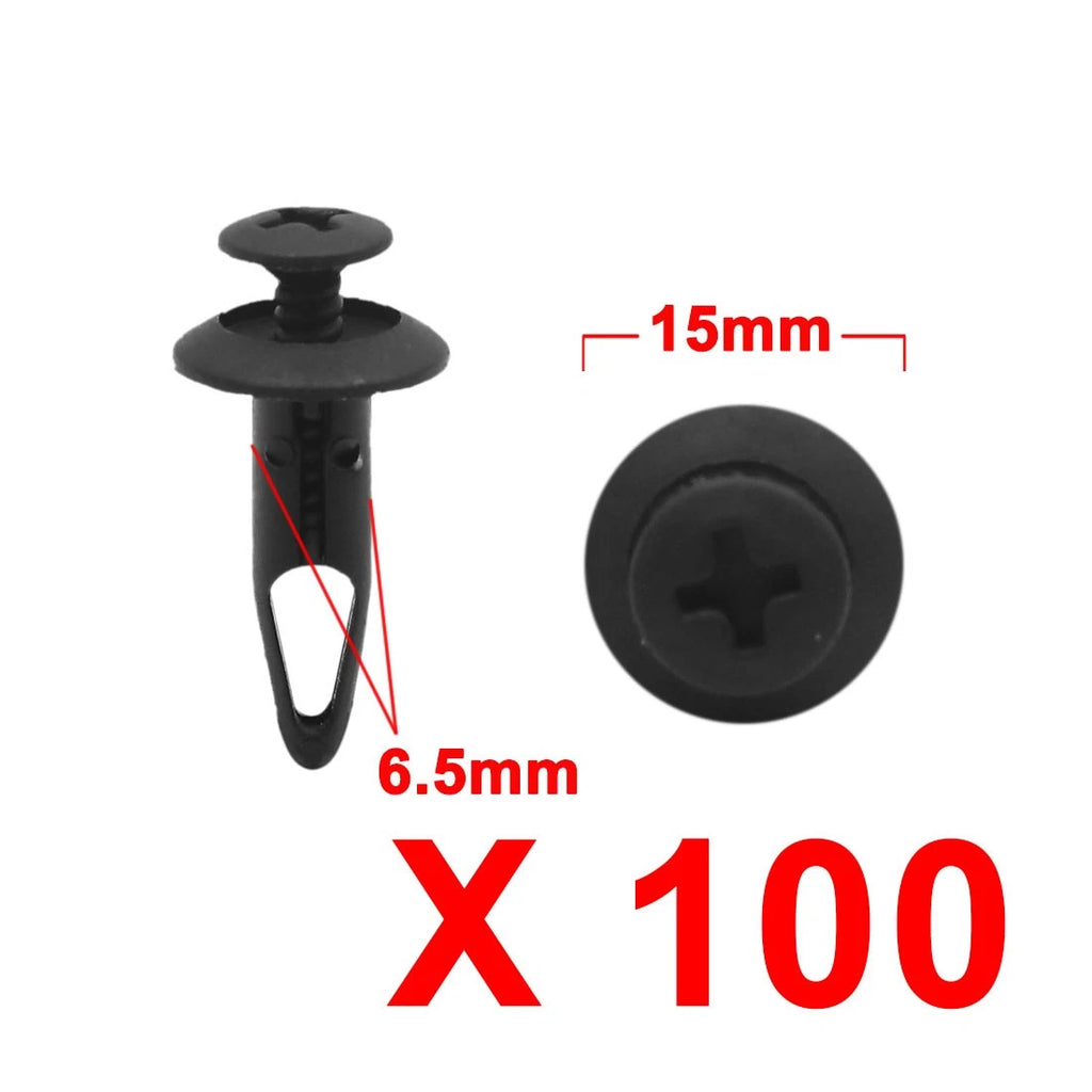 Push Rivets 6.5mm Hole Black Plastic Replacement Set for Ford Mondeo (2000–2024)