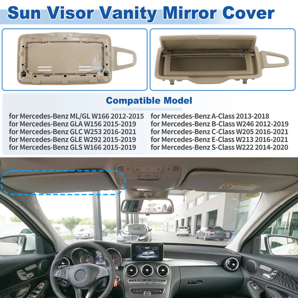 Left Sun Visor Vanity Mirror Cover Replacement for Mercedes-Benz GLA W156 (2015–2019)