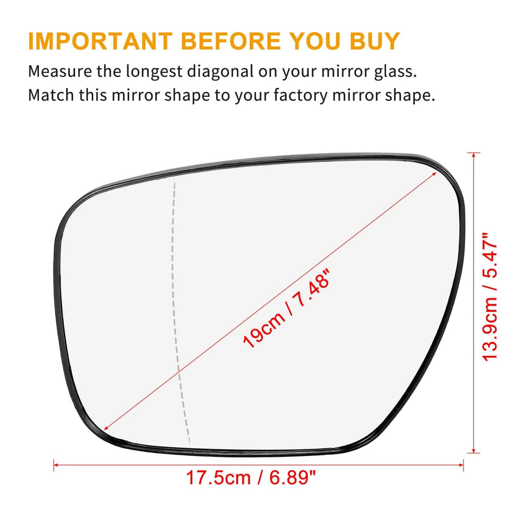 Heated Mirror Glass Replacement Left Side with Backing for Mazda CX-7 CX-9 (2010–2015)