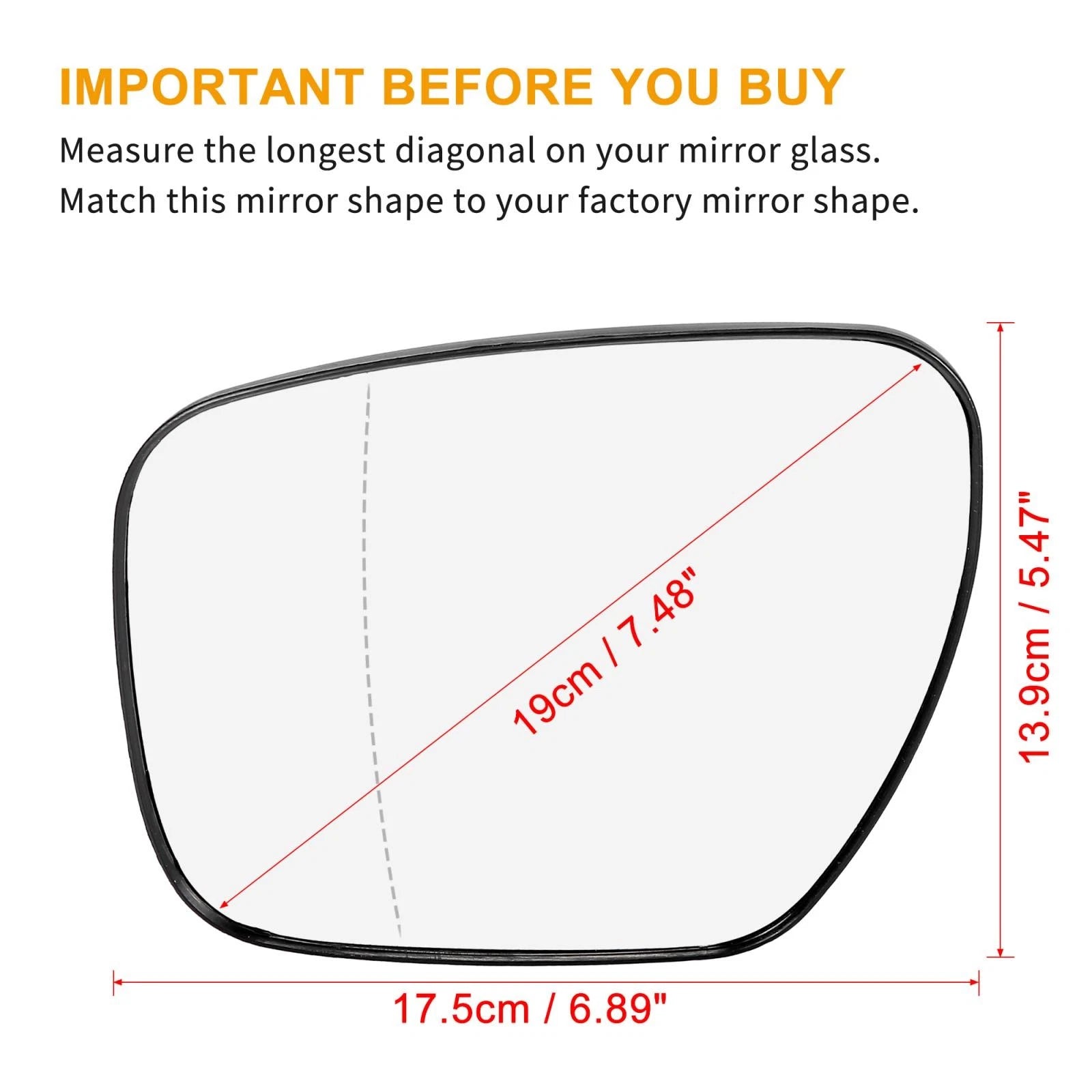 Heated Mirror Glass Replacement Left Side with Backing for Mazda CX-7 CX-9 (2010–2015)