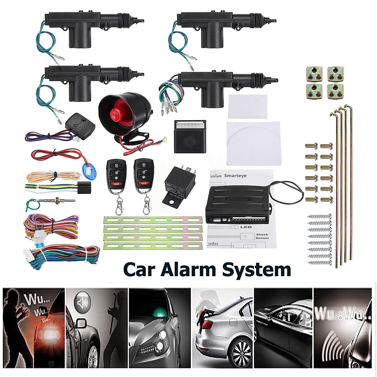 Set of 4 Door Power Lock Actuator Motors for Remote Car Alarm Keyless Entry