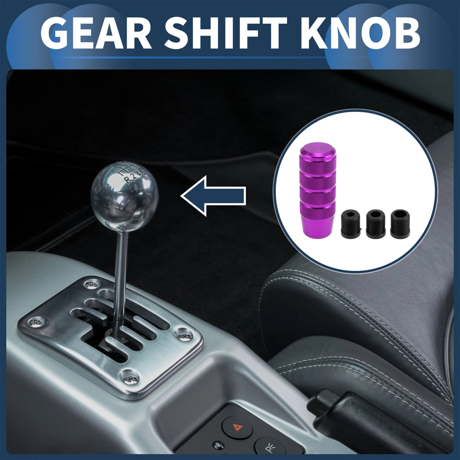 Shift Knob with 3 Adapters for Universal Fit (Automatic/Manual)