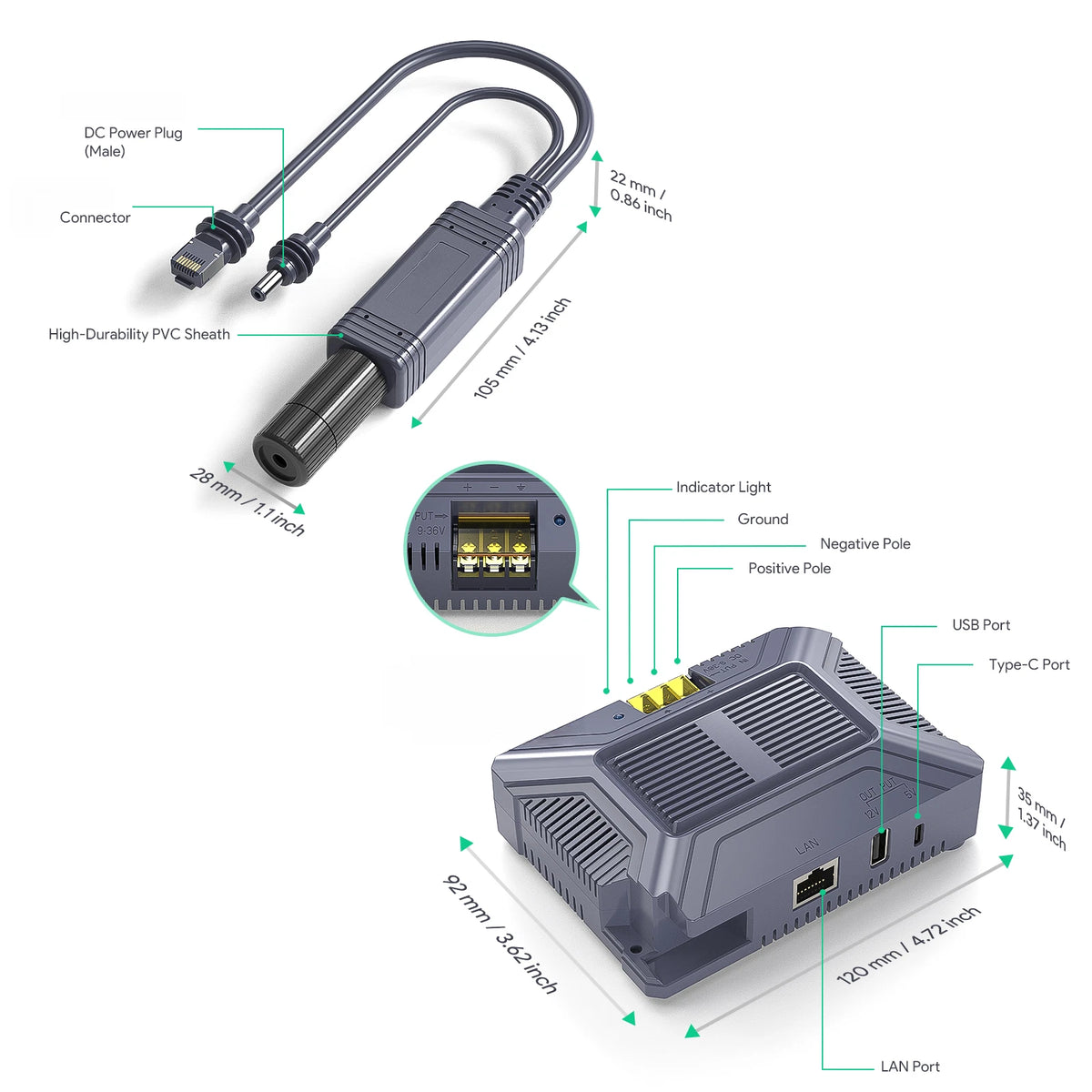 12V Converter Kit for Starlink Mini (DC 9-36V Input, 48V 3A Output)
