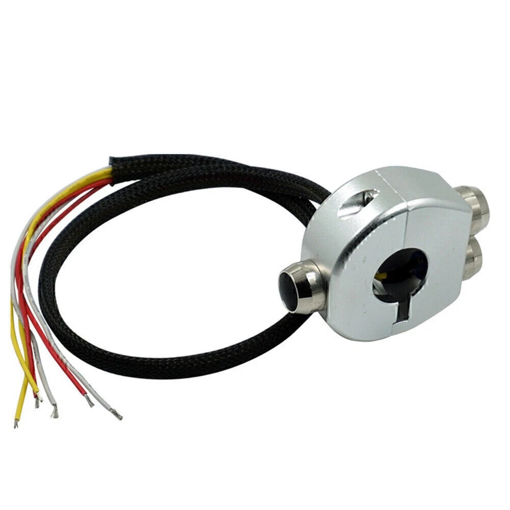 7/8" 22MM Motorcycle Handlebar Silver Switch Self Latch / Momentary Button 12V