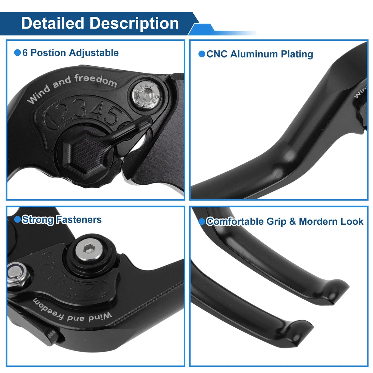 Adjustable Short Brake Clutch Lever Set for Honda Monkey 125 (2019–2024) Black