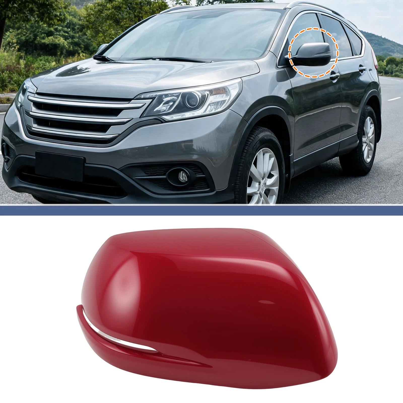 Rearview Mirror Cover Cap Right Driver Side Red for Honda CR-V (2012–2016)