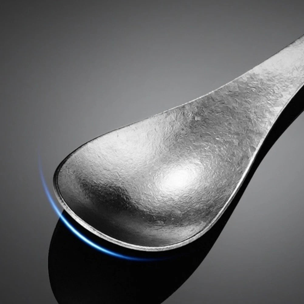 5 Piece Titanium Soup Spoon Set for Crystal and Glass Bowls