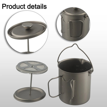 Foldable Handle Titanium Coffee Cup 750ml for Travel and Camping