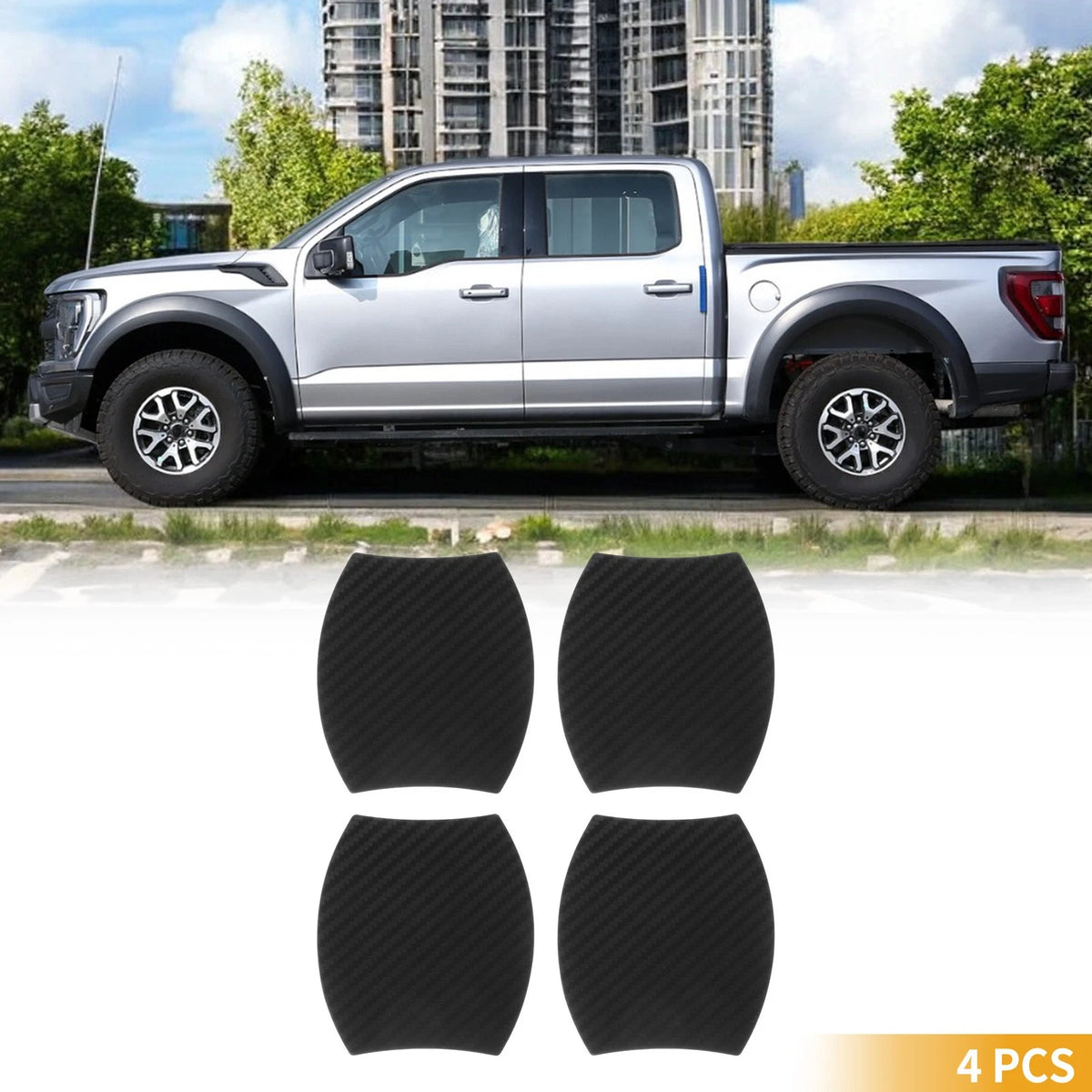 3D Car Door Cup Protector Sticker for Universal Fit (79x89mm) - Carbon Fiber Black