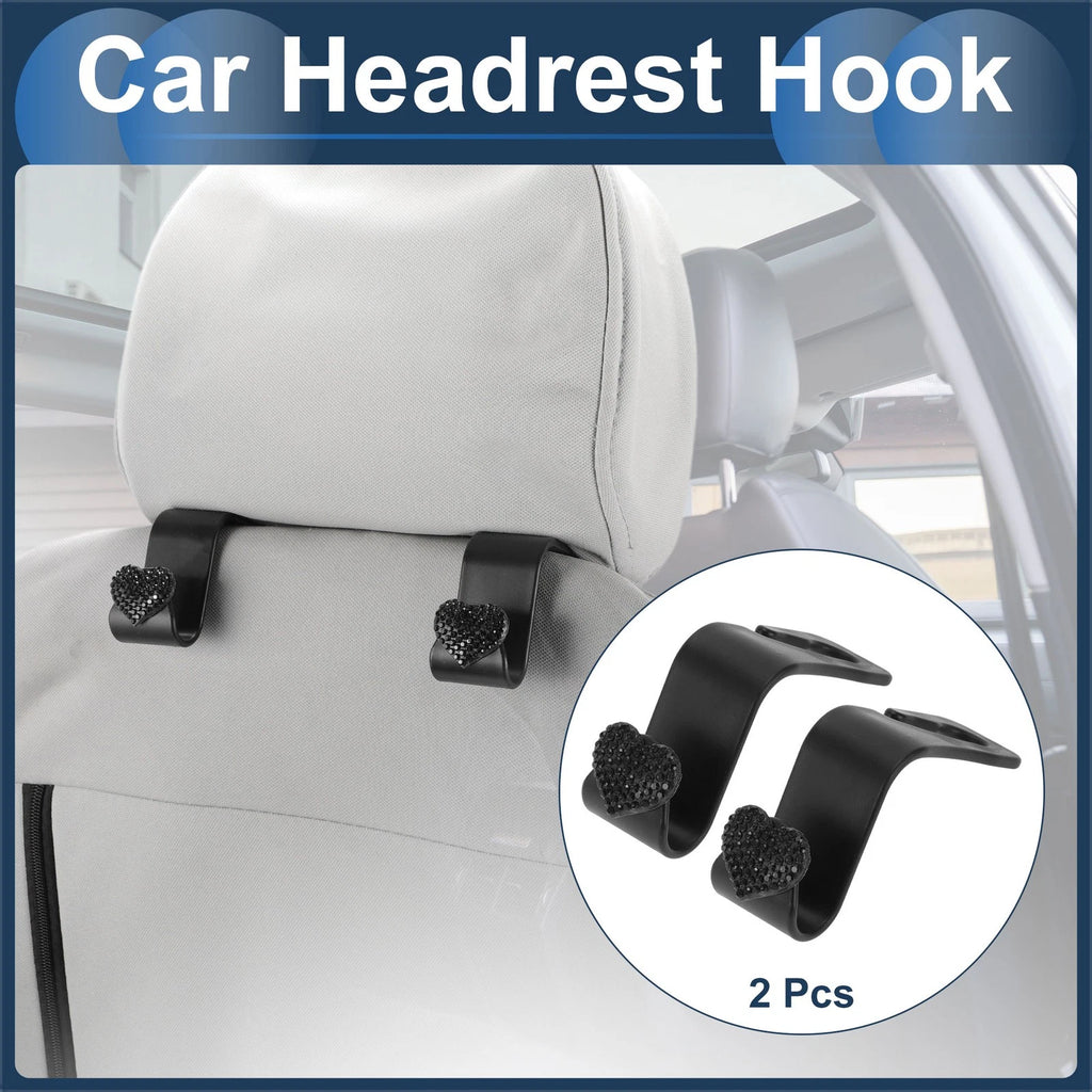 2 Pcs Universal Car Seat Headrest Hook for Hanging Purses (Black)