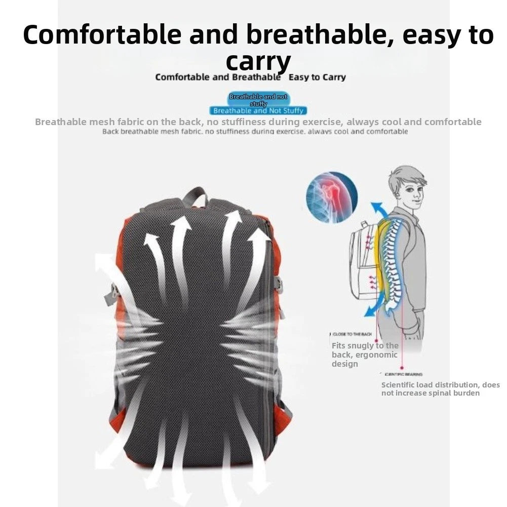 Foldable Hiking Backpack with Dry Wet Separation and Multiple Pockets