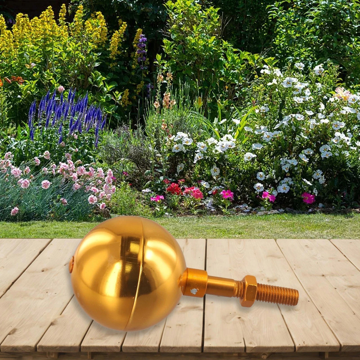 Gold Anodized Aluminum Flagpole Ball Topper Ornament for Outdoor Use