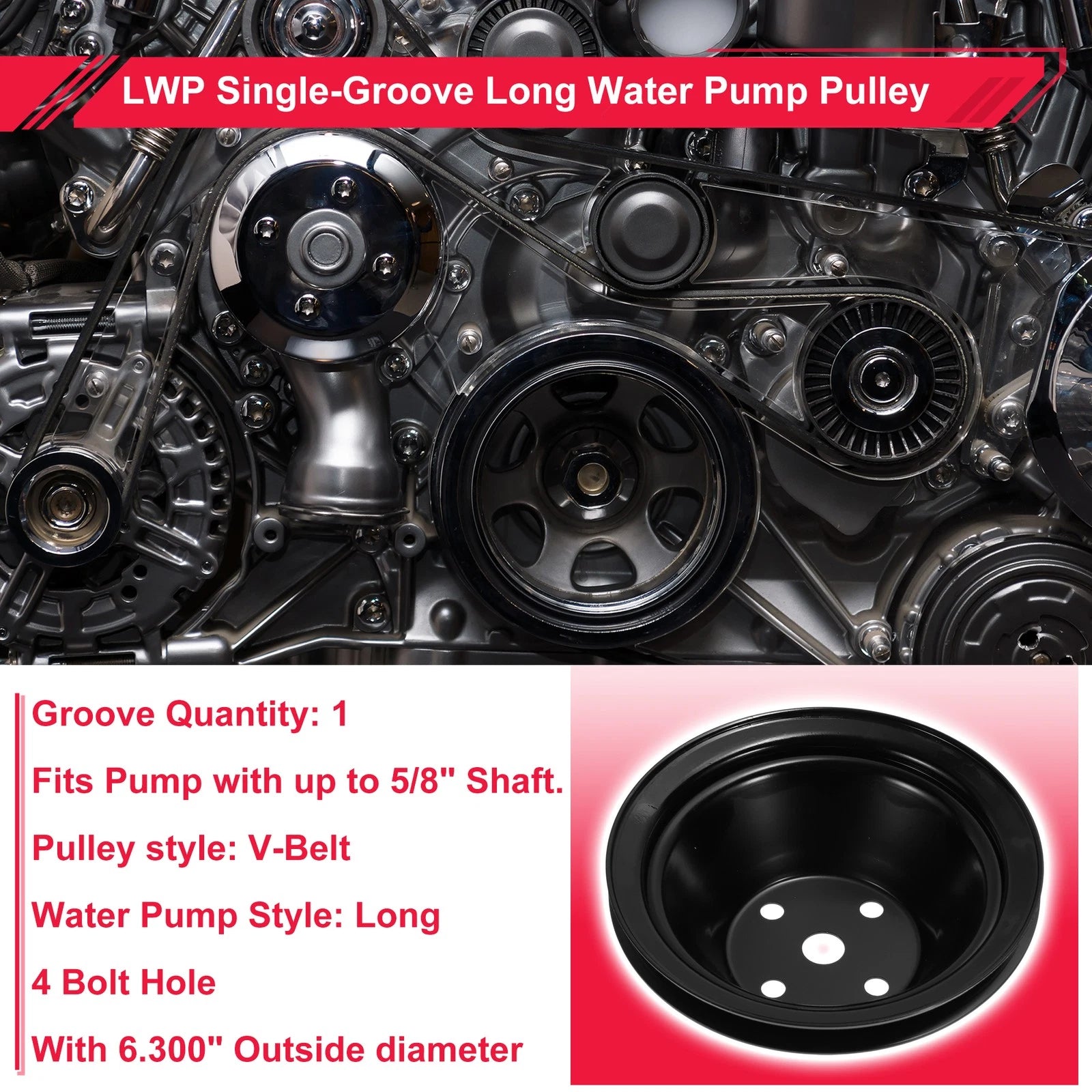 Water Pump Pulley Single Groove Replacement for Chevy SBC Small Block (262–267)