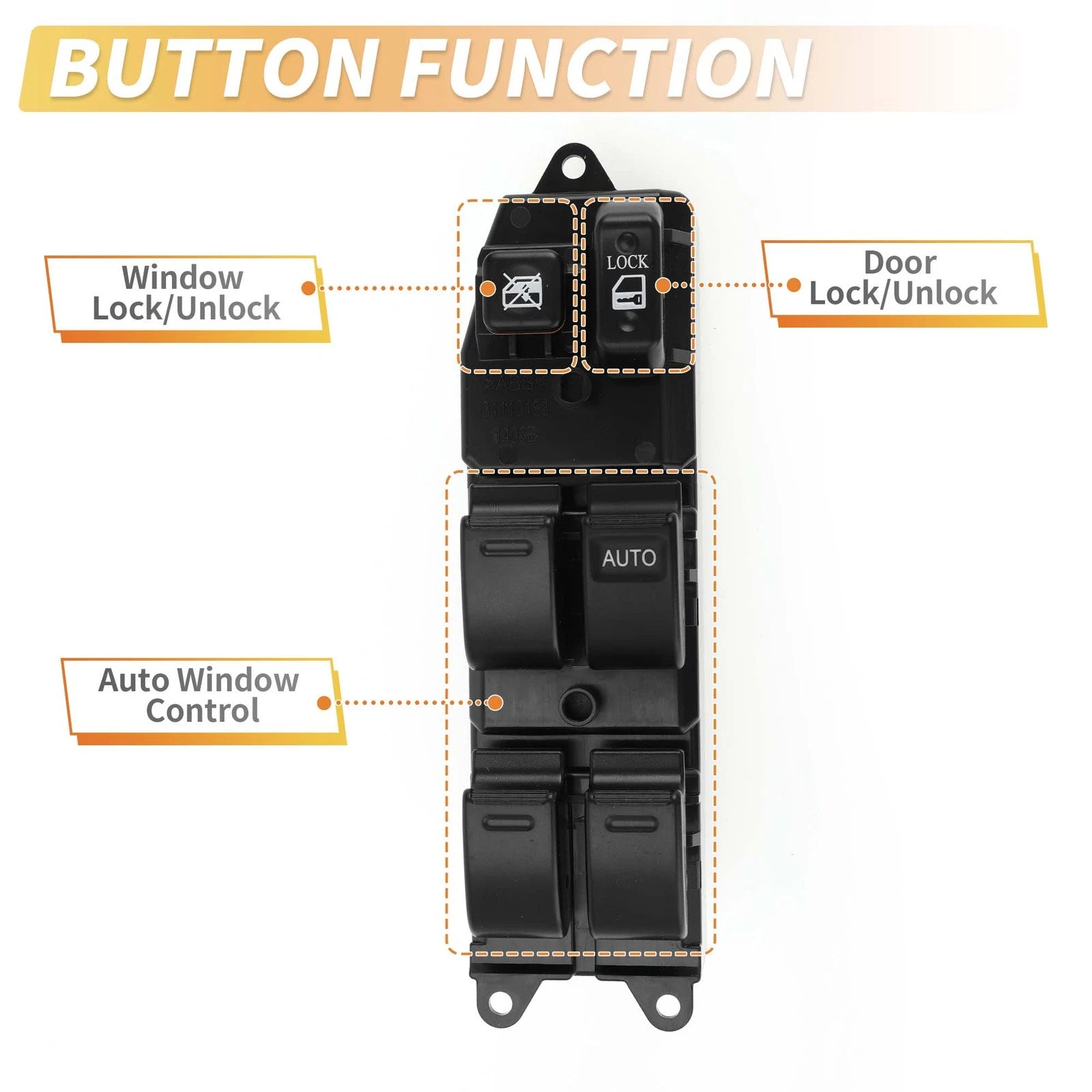 Front Right Side Power Window Switch Replacement for Toyota Yaris (1999-2005)