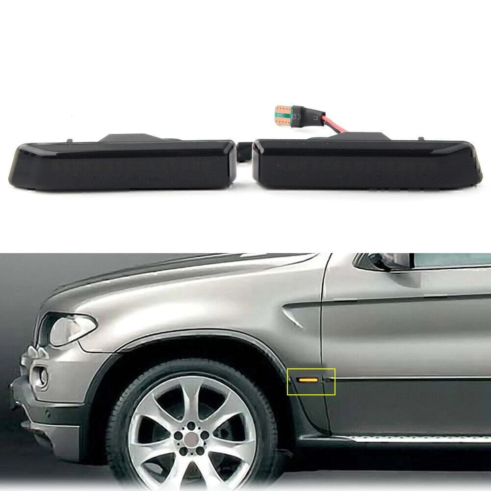 2X Dynamic LED Side Marker Turn Signal Light For BMW E36 3-Series 97-99/ X5 E53